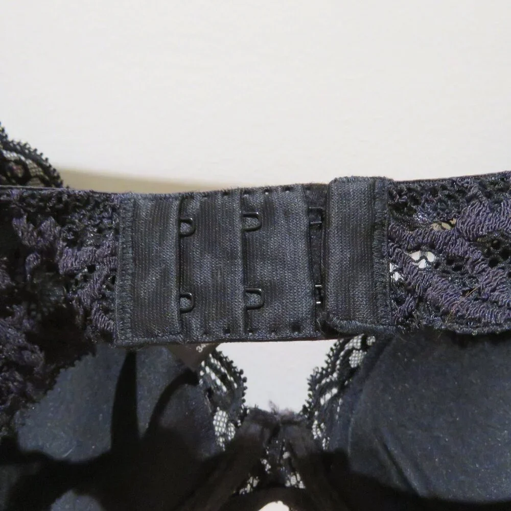 NATORI Feathers Plunge Lace T Shirt Bra in Black Mesh - Size 34D - Picture 6 of 11
